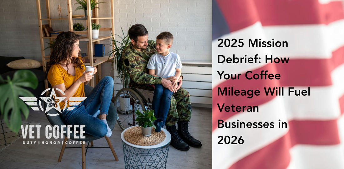 Veteran Family enjoying coffee from a veteran-owned business